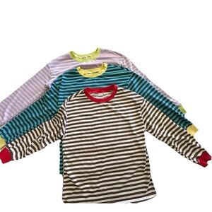 Count Of Three Long Sleeve Crew Neck Tee L Striped Knit Tops